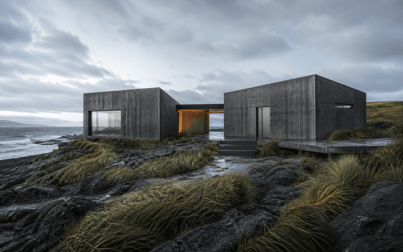 Synthetic concept study: A low horizon. An open plan. A dialogue with the landscape.